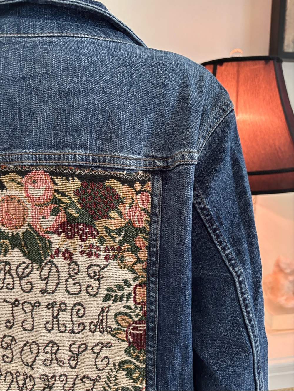Ricki's Blue Denim Jacket with Embroidered Tapestry Back Panel - Picture 11 of 15